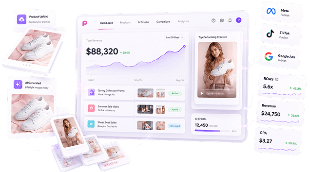 Pixizen ecommerce creative dashboard preview